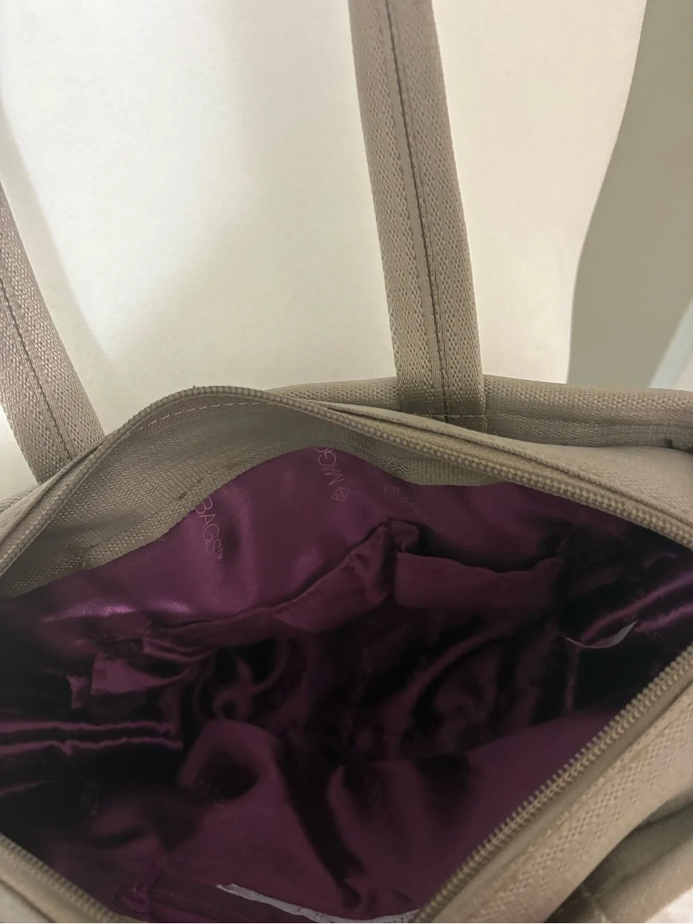 Maggie Bags Taupe Woven Seatbelt Tote